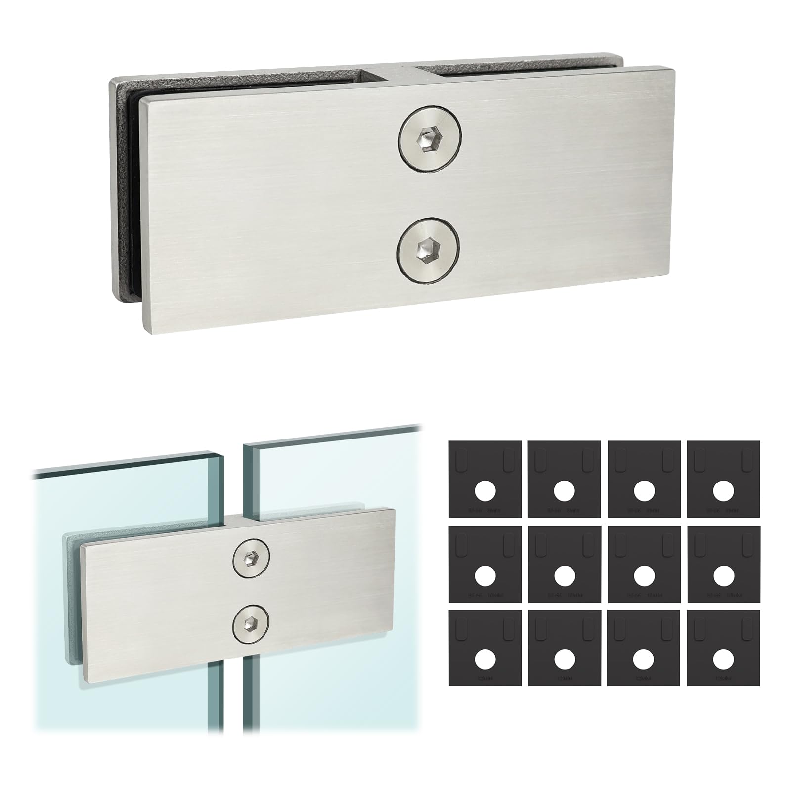 LukLoy Railing Glass to Glass Clamp, Stainless Steel 304 Bracket for Glass Balustrade Railing Pool Fence (1, 180 Degree)