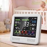16-in-1 Indoor Air Quality Monitor with CO2 Detector and AQI Tester Meter | Portable 12Hr Battery PM2.5 PM10, PM1.0, HCHO &amp; TVOC Temperature &amp; Humidity Meter with AQI Alerts for Home Office Nursery RV