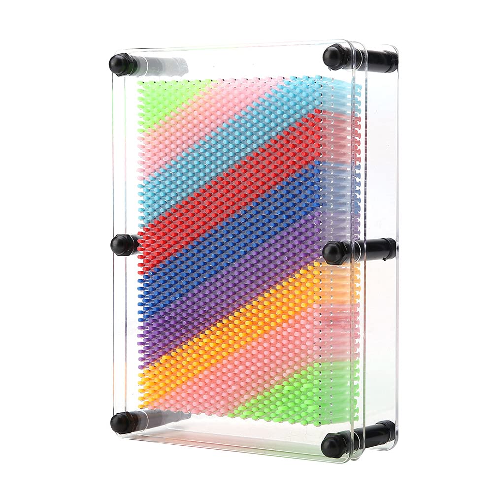 Taidda 3D Pin Art Board - Hand Print Sculpture Toy With Colorful Rainbow Picture Impressions - Classic Gadget Frame for Kids, Adults, Family (Transparent Middle)