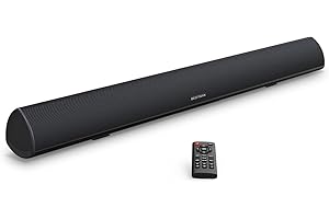 BESTISAN Soundbar, TV Sound Bar with Wired HDMI and Wireless Bluetooth 5.0 Home Theater System (28 Inch, Enhanced Bass Technology, 3-Inch Drivers, Bass Adjustable, Wall Mountable, DSP)