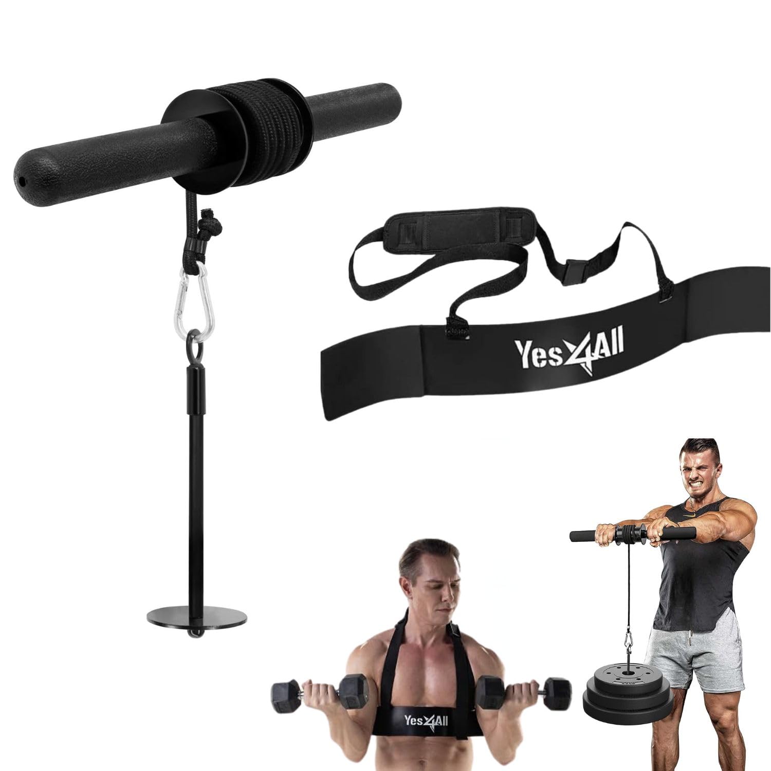Yes4All Wrist and Forearm Blaster - Wrist Roller & Forearm Roller + Arm Blaster for Biceps & Triceps Dumbbells, 2-Layers Neck Cushion Bicep Curl Support Isolator Image