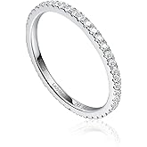 Ladylike Moissanite Wedding Band Full Eternity Rings for Women Sterling Silver Stackable Engagement Anniversary Band Size 4-11