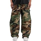 Kodaruber Men Camo Cargo Pants Baggy Wide Leg Hip Hop Skater Pants Loose Fit Trousers with Pockets