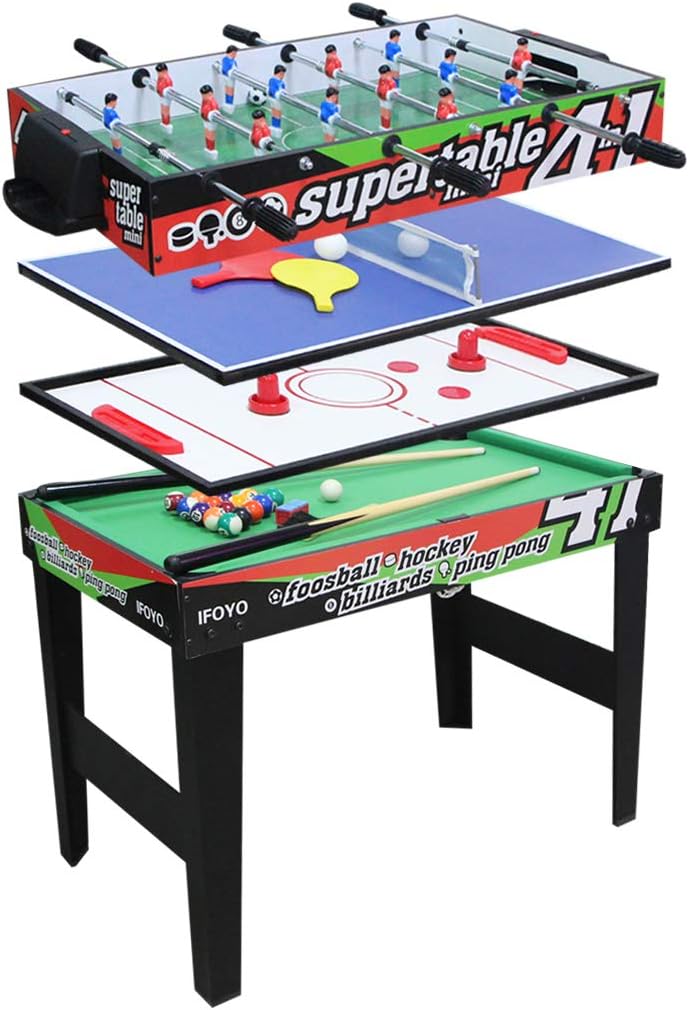 IFOYO Multi Function 4 in 1 Combo Game Table, Steady Pool Table, Hockey Table, Soccer Foosball Table, Table Tennis Table, Ideal, Birthday Gift, 31.5in / 48in