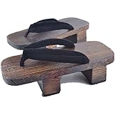 GK-O Mens Japanese Traditional Shoes Geta Wooden Clogs Sandals