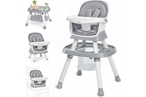 OBEE ODEE Baby High Chair, 15 in 1 Convertible Highchair for Babies & Toddlers, Booster Seats with Tray, High Chairs with Baby Activity Center (Grey)