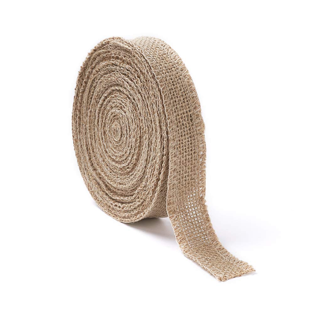 Craftdady 10.93 Yards x 1 Inch Natural Hessian Ribbon Rustic Jute Burlap Ribbon Roll Craft Ribbon Band for Gift Wrapping Crafts
