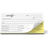 321Done Receipt Book with Carbon Copies, 2-Part, 2.75x6 Inches, 50 Sets | Made in USA - Duplicate Cash Sales Receipts for Small Business, Boutiques and Craft Fairs, White and Yellow Carbonless Sets