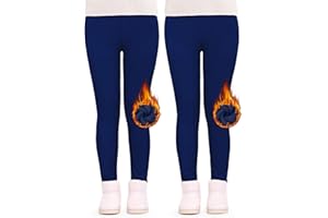 JOCMIC Girls Fleece Lined Leggings Winter Pants Thick and Warm Pack of 2