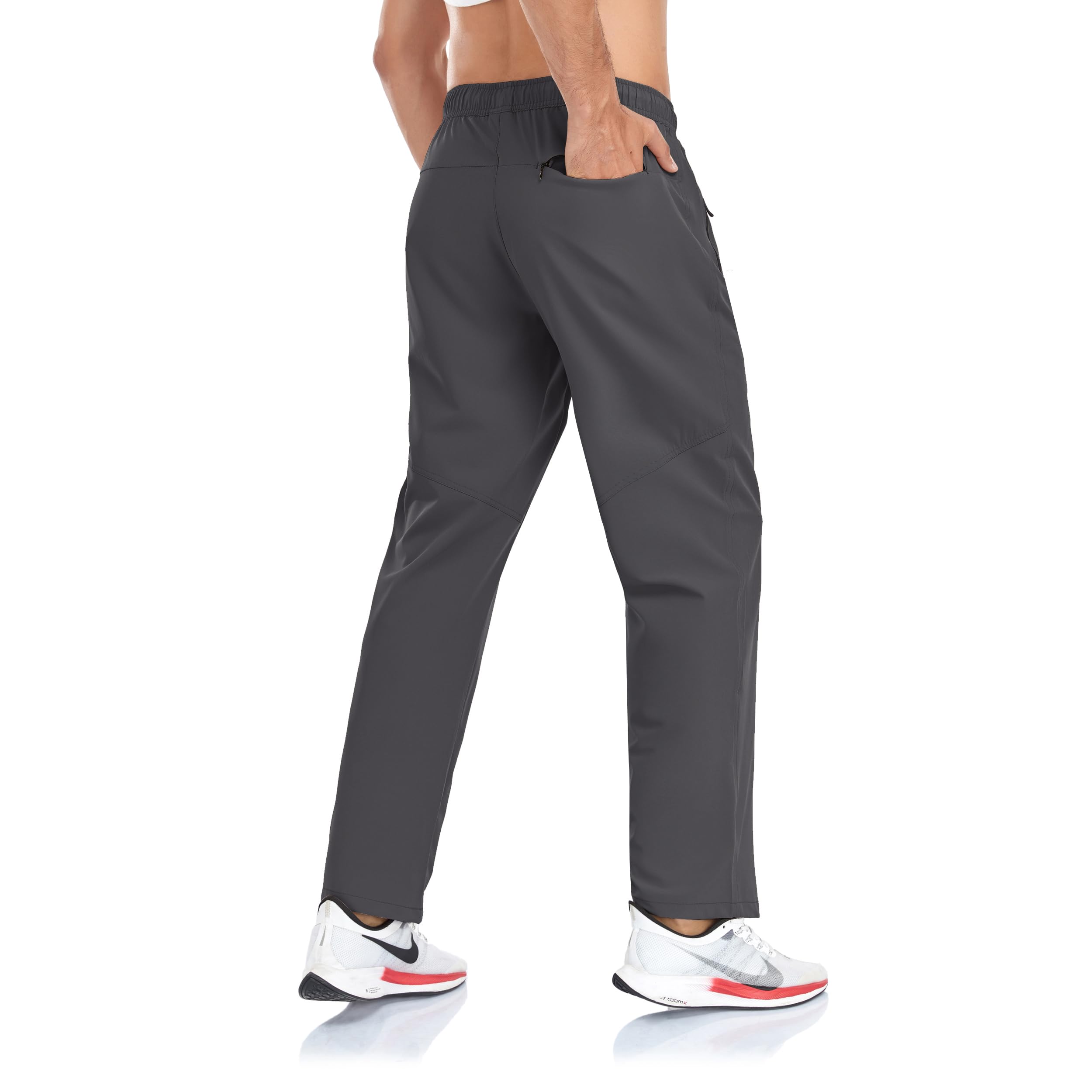 Photo 1 of Rapoo Men's Workout Athletic Hiking Sweatpants Joggers Pants Elastic Waist Jogging Running Pants for Men with Zipper Pockets 05 Dark Grey 2XL