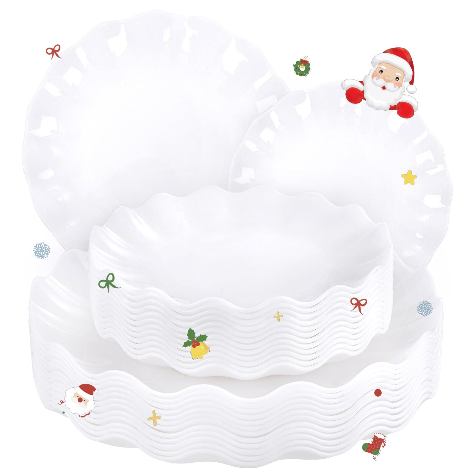 Photo 1 of LIYH 24 Pcs White Plastic Plates Reusable - Unbreakable Party Plates, Microwave & Dishwasher Safe Camping Plate Sets Perfect for Parties, Birthday, Picnics, BPA Free (12Guests)