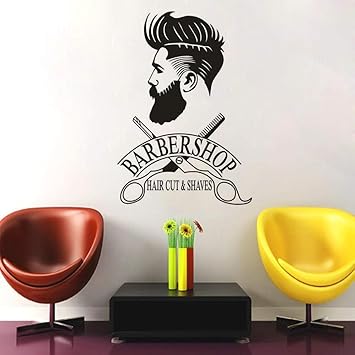 Stickers Muraux Barber Shop Fenêtre Decal Hipster Homme