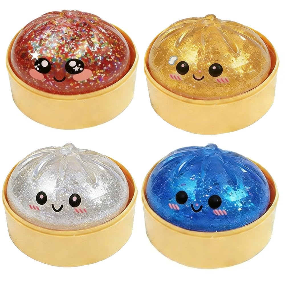 Dumpling Glitter, Dumpling Glitter Squishies, Dumplings Squishies, Stress Relief Fidget, Soft Squeeze Decompression Dough, Giant Glitters Dumplings (4PC)