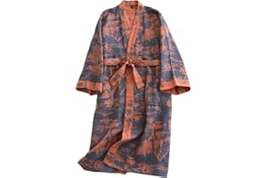 Retro Style Couple Pajamas with Waist Belt Kimono Dressing Gown Kimono Cardigans Home Casual Wear for Party Pyjamas