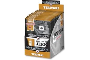 McSweeney's Slow Marinated Teriyaki Beef Jerky Power Pack. 100% Made in Canada. School Snacks, Gluten Free, High Protein Snac