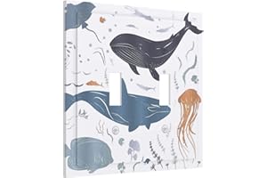 Wpshijia Kids Sea Animal Decorative 2 Gang Light Switch Plate Cover Double Toggle Wall Plate Decorative Switchplate Electrical Faceplate for Nursery Kidsroom Bedroom Decor