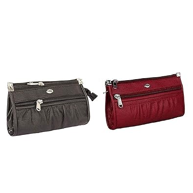 Bizarre Vogue Womens & Ladies Stylish Fashionable Pouch Wallet Combo of Two (Maroon & Black, BV1191)