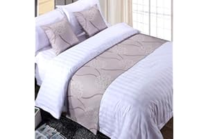 Mengersi Rippling Bed Runner Scarf Protector Slipcover Bed Decorative Scarf for Bedroom Hotel Wedding Room (Full/Queen, Gray)