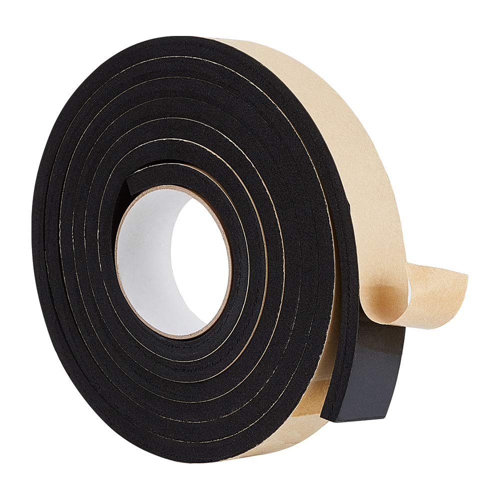 BENECREAT 3m Self Adhesive Foam Strip 35mm(W) x3mm(T) Black Single Sided Weather Stripping Foam Seal Tape for Window Door Insulation (3m/Roll)