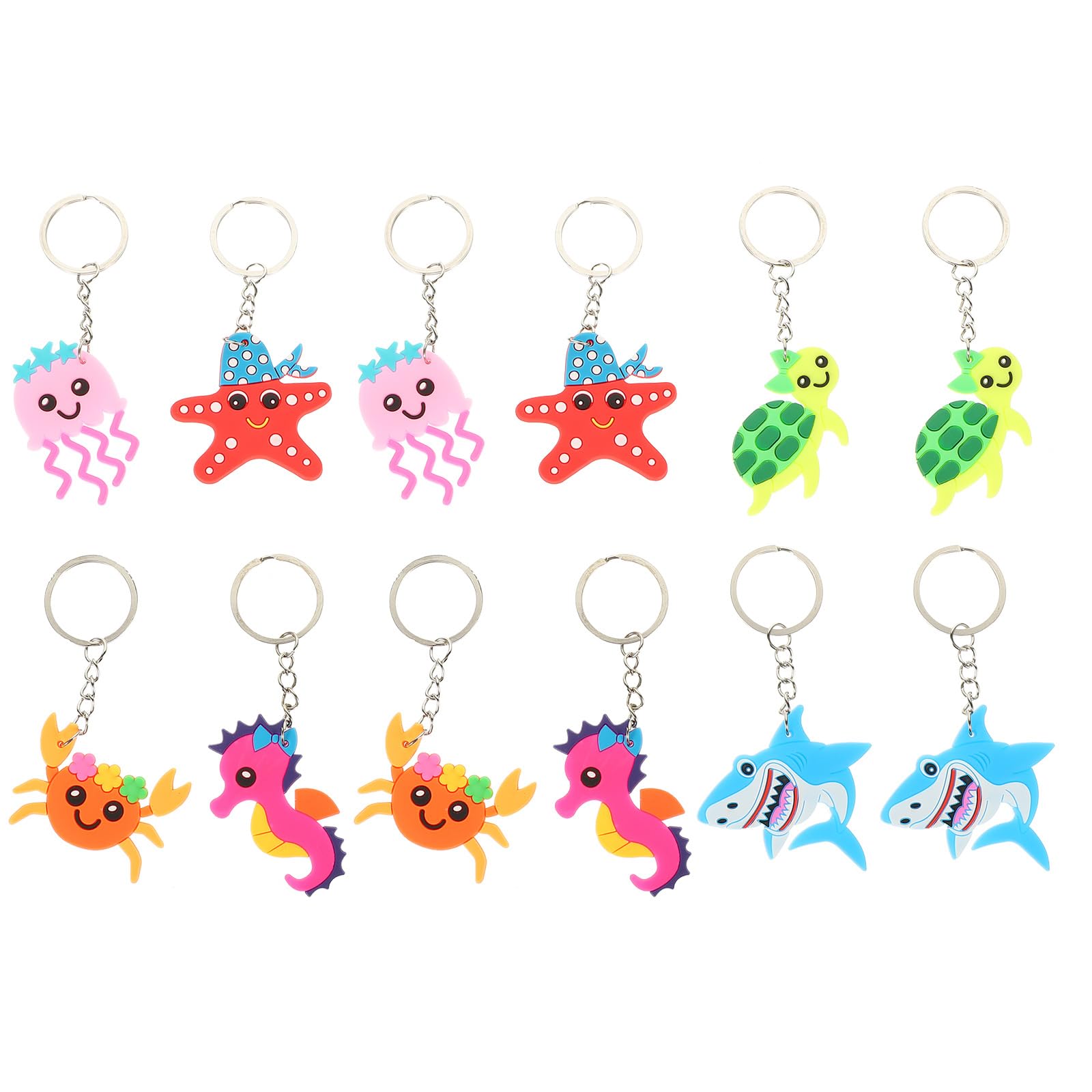 PRETYZOOM 12Pcs Keychain Shark Crab Seahorse Turtle Charm Pendant Keyring Ocean Creatures Key Chain Car Purses Handbag Backpack Accessories Decoration