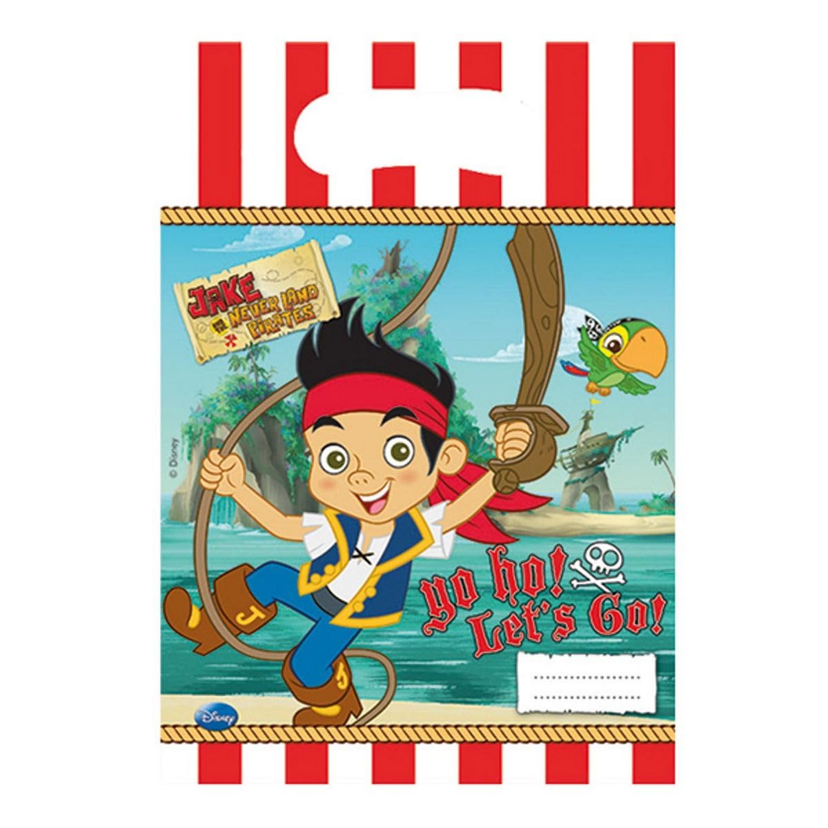Unique Party 71776 - Yo Ho Disney Jake and the Never Land Pirates Party Bags, Pack of 6