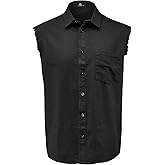 MCULIVOD Men's Sleeveless Denim Cotton Shirt Biker Vest Cowboy Button Down with Shirts Front Pocket