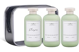 ASEVAT 6.7 oz Empty Squeeze Bottles for Shampoo, Travel Containers for Toiletries Leak Proof, Plastic Bottles with Caps, Shampoo Bottles Refillable for Lotion, Cream and Liquids (3Pcs)