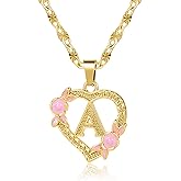 Qitian Initial Heart Necklace for Women Heart Gold Letter A-Z Name Alphabet Pendant Necklace for women Gift