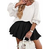 Cicy Bell Womens Oversized Sweater Tops Crewneck Ruffle Puff Sleeve Knit Fall Sweaters Loose Fit Trendy Pullover Top