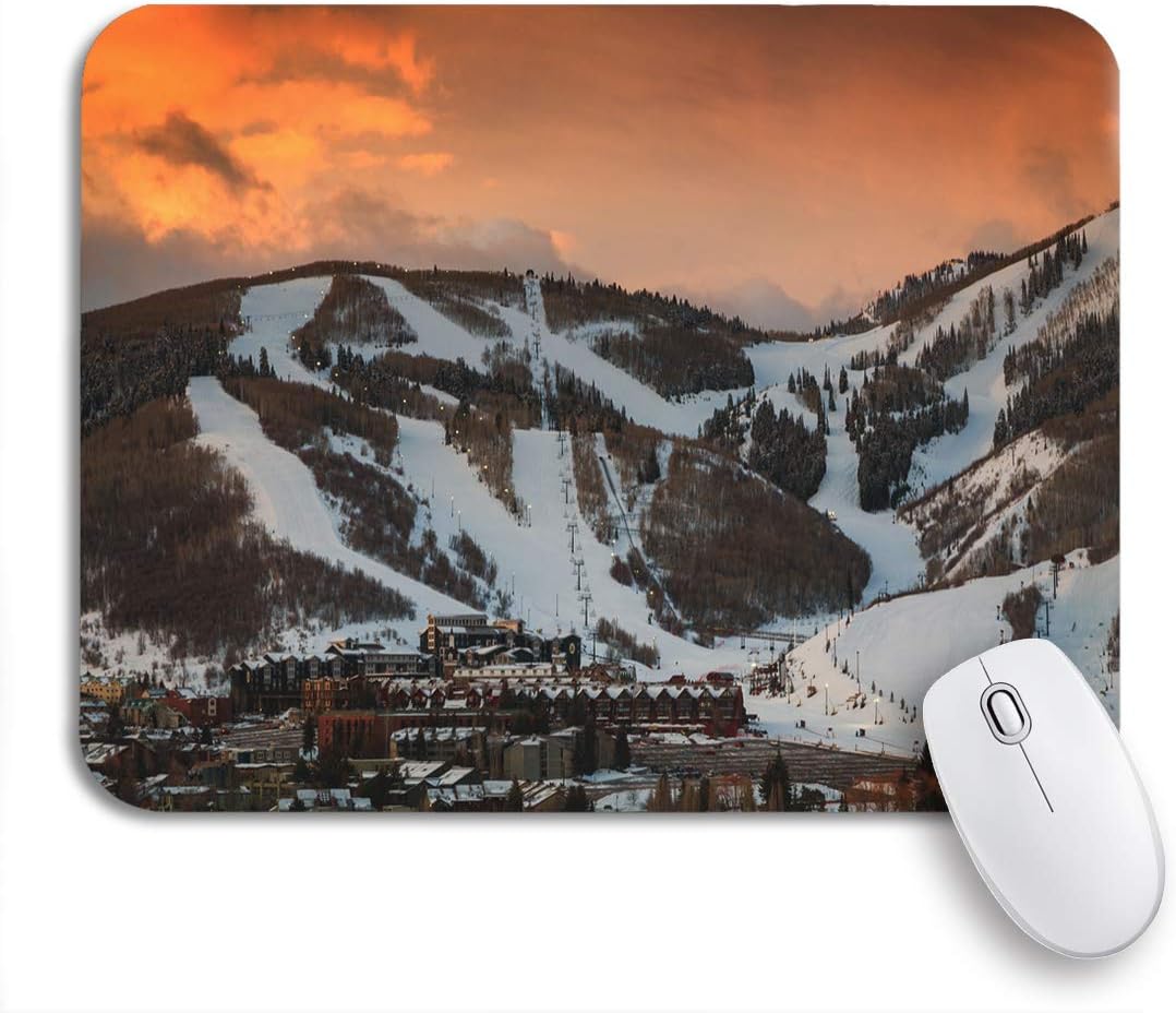 Adowyee Gaming Mouse Pad Blue Winter Sunrise Above Park City Mountain Utah USA 9.5"x7.9" Nonslip Rubber Backing Mousepad for Notebooks Computers Mouse Mats