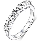 VOLUKA 925 Sterling Silver Round Cubic Zirconia CZ Rings for Women 3mm Eternity Band Rings Promise Wedding Statement Engagement Rings