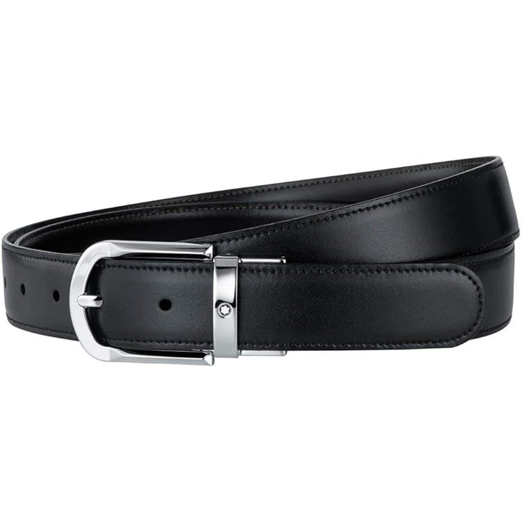 MONTBLANC Double Leather Belt Black/Brown Adjustable Length