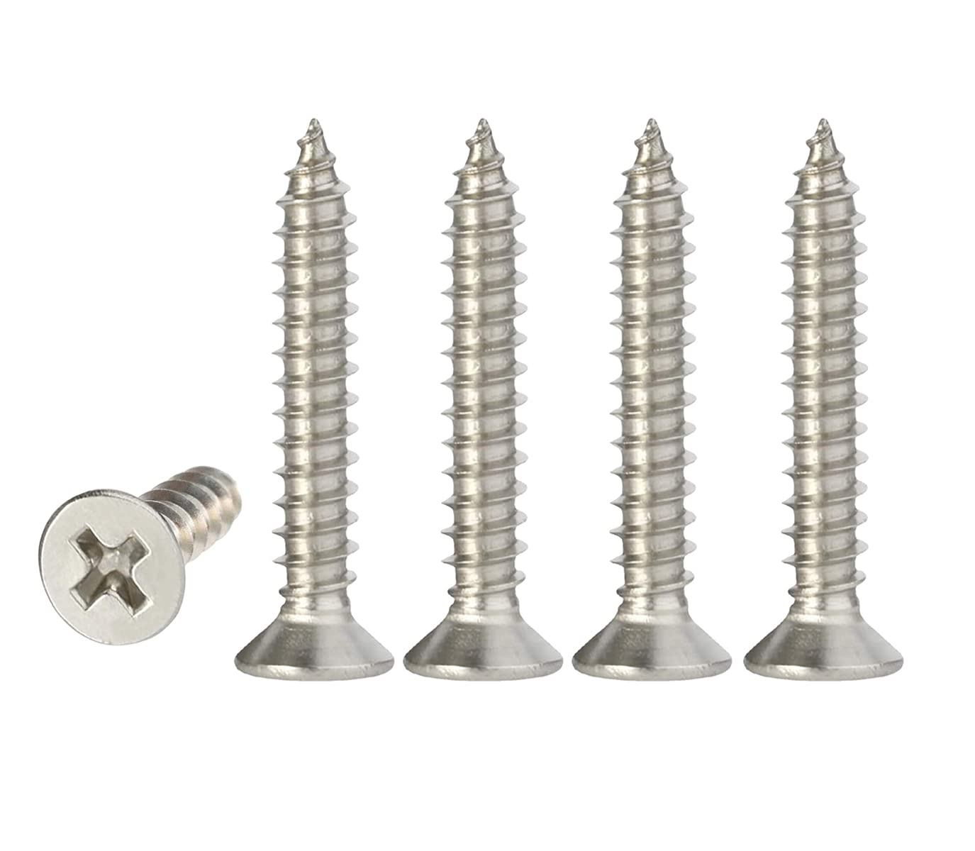 M4 Stainless Steel Self Tapping Screws,100pcs M4x25mm Phillips Flat Head Wood Srews DIY Woodworking Screws with Box (M4 X 25mm 100 PCS)