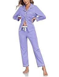 COLORFULLEAF Women's 100% Cotton Long Sleeve Pajama