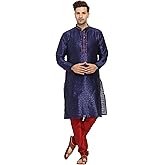 ITOS365 Men Art Silk Kurta Pyjama Set Party Fashion Regular Ethinic Wear Indian Dress