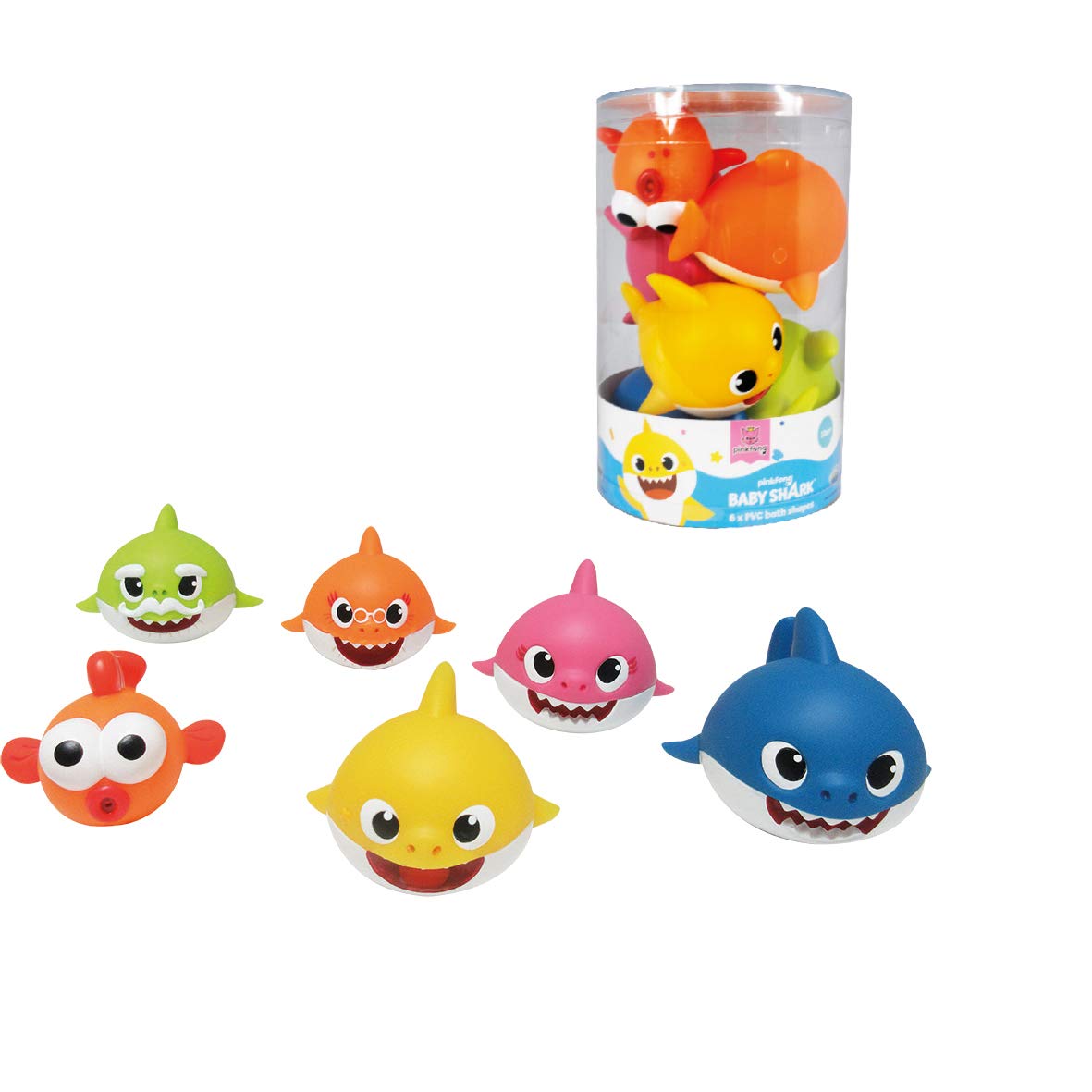 ODS 48821 BABY SHARK Set of 6 Soft Bath Sharks, Multi-Colour