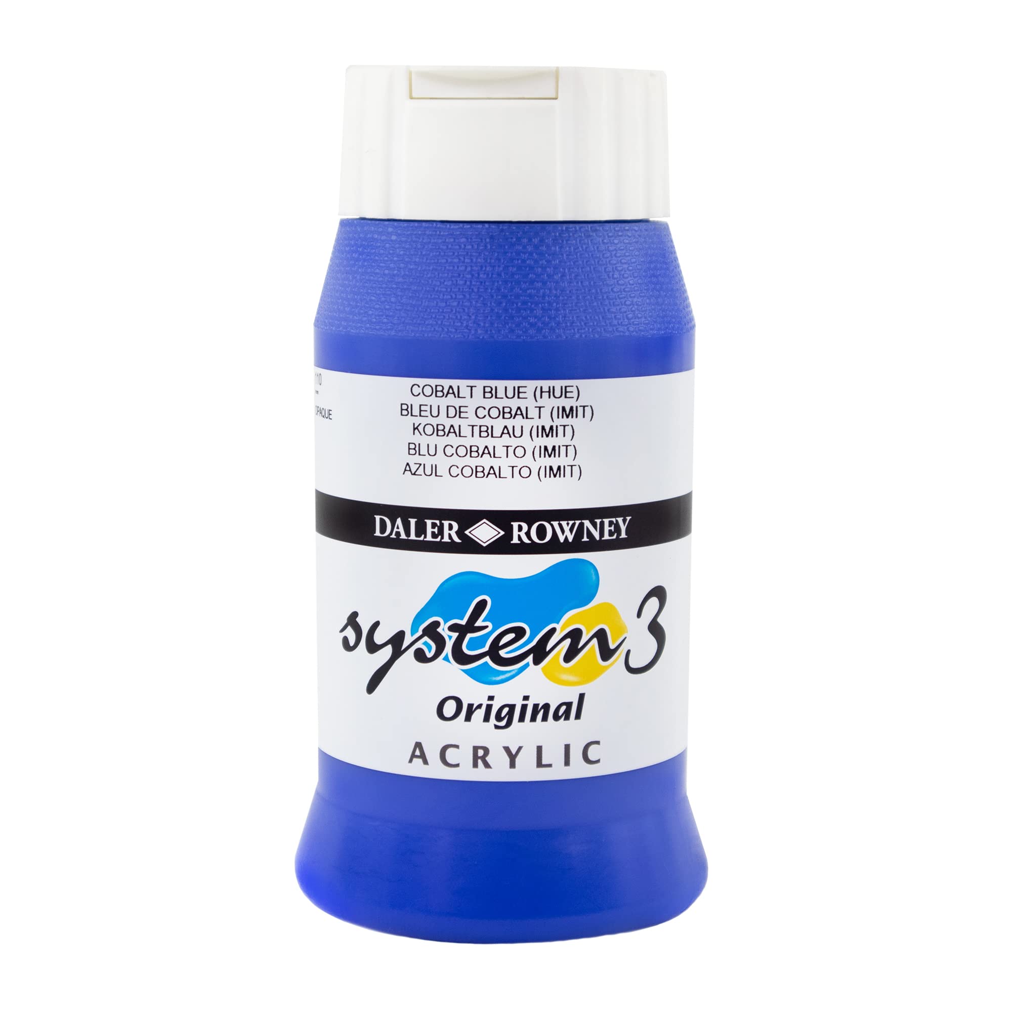 Daler-Rowney System3 Acrylic Paint, Plastic Pot, 16.91oz - 500 ml, Cobalt Blue Hue