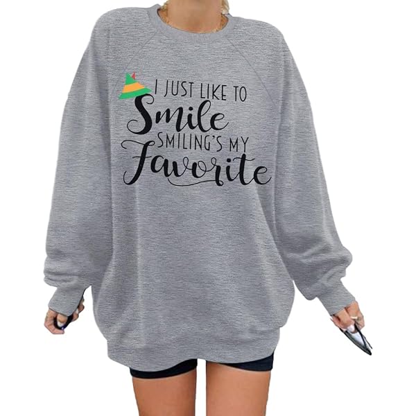 Sudadera Mujer Y2K Con Estampado Smile - Cuello Redondo, Holgada, Manga Larga, Algodón/poliéster