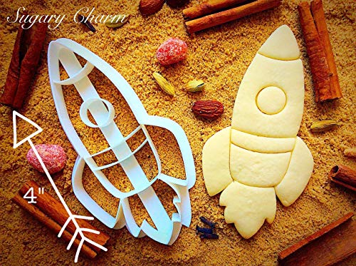 Rocket Ship Cookie Cutter - 3D Shaped Space Ship Cutters by Sugary Charm - Mini Astronaut Dough Mold for Bakers Party Shop - Biscuit Stamp for Funny Babyshower - Cookies Supplies for Kitchen