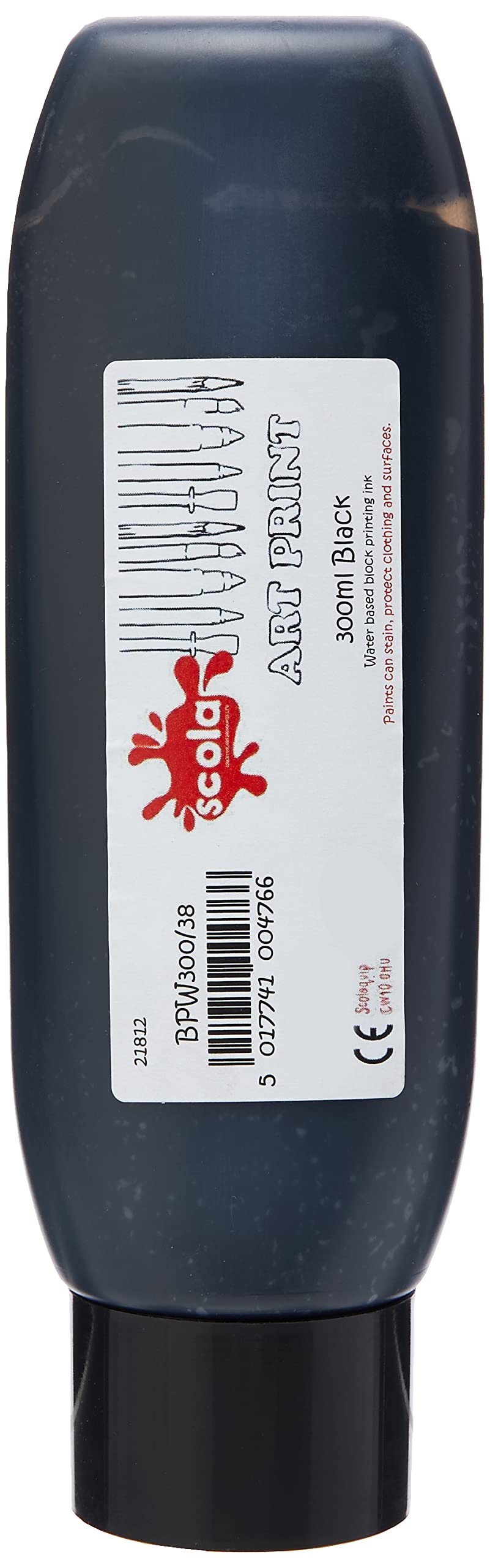 Scola BPW300/38 1 x 300ml Water Based Lino Craft Block Printing Ink Black
