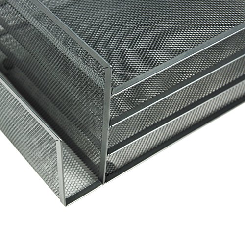 image for YIMU 4-Tier Mesh Desk Sorter Stackable File Tray with 2 Side Trays, (S