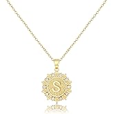 SUFOPE Initial Necklaces for Women Round Cubic Zirconia Letter A-Z Pendant 14K Gold Plated Necklace Dainty Personalized Monogram Name Jewelry for Women Gifts Trendy