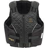 Ovation Adults' ComfortFlex Body Protector | Durable Comfortable Adjustable Safety Reflective Piping Equestrian Riding Vest, Black