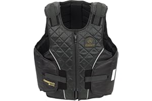Ovation Adults' ComfortFlex Body Protector | Durable Comfortable Adjustable Safety Reflective Piping Equestrian Riding Vest, Black