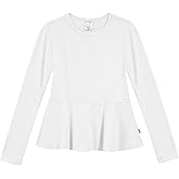 City Threads Big Girls' Cotton Long Sleeve Peplum Top Blouse Shirt for School