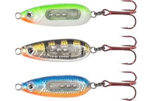 NORTHLAND TACKLE Northland Fishing Tackle Glass Buck-Shot Ice Fishing Jigging Spoon, Assorted Sizes & Colors for Walleye, Perch, and Crappie
