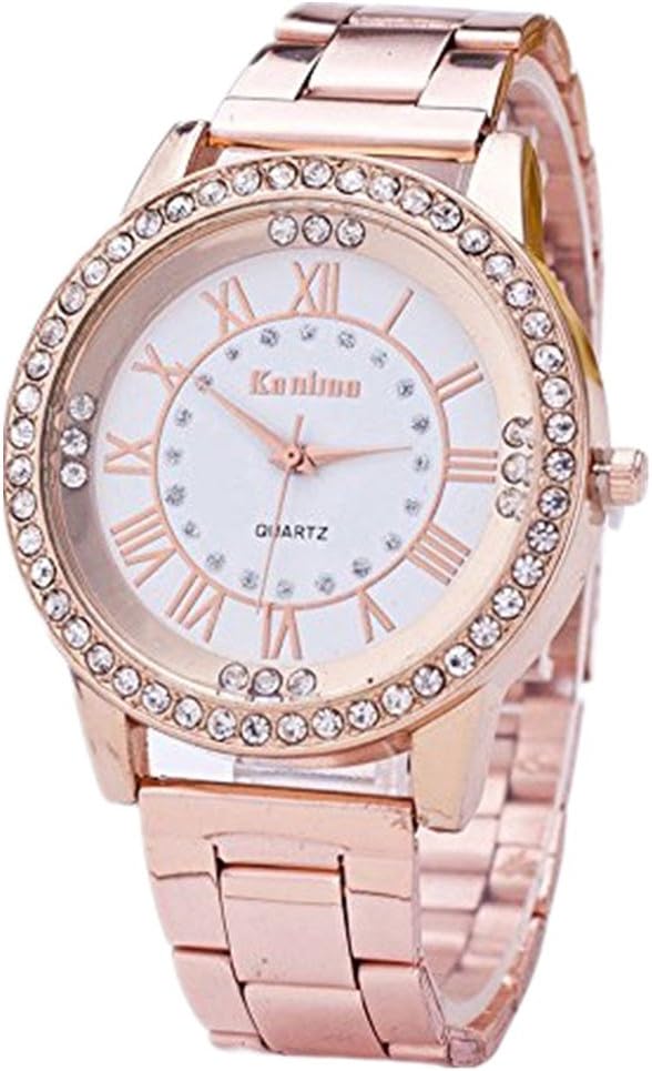 Womens Rhinestone Quartz Watches, Ladies Waterproof Fashionable High Hardness Glass Mirror Men and Women General Mesh Belt Wrist Watch