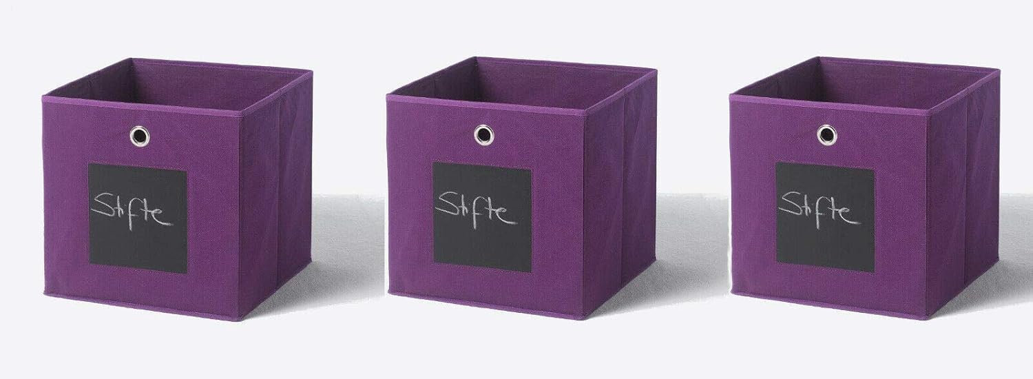Furndirect24 3er Set Faltbox mit Tafel zum beschriften Klappbox