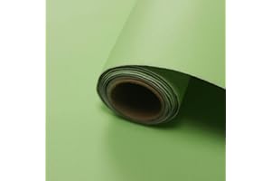 WADILE Peel and Stick Wallpaper 15.9in x 78.7in, Solid Color Contact Paper Waterproof, Vinyl Colored Wall Paper Self Adhesive, Textured Wallpaper Removable for Cabinets/Countertop, Light Green