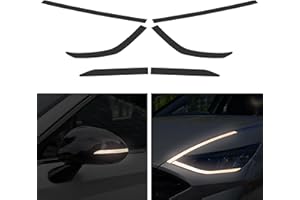 TOMALL Headlight Sidemarker Side Mirror Vinyl Films Smoke Tint Compatible with Hyundai Sonata 2020-2022 Transmission Amber Edges Delete Stickers Decorations for Car (20% Dark Black)